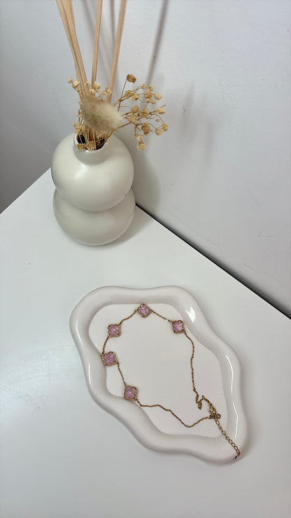 Collier Trèfle Rose Poudré