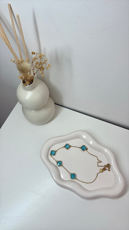 Collier Trèfle Bleu Céleste